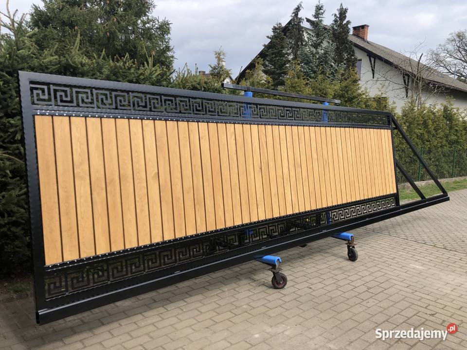 D12 Brama wjazdowa przesuwna drewno metal przesuwna Zgorzelec