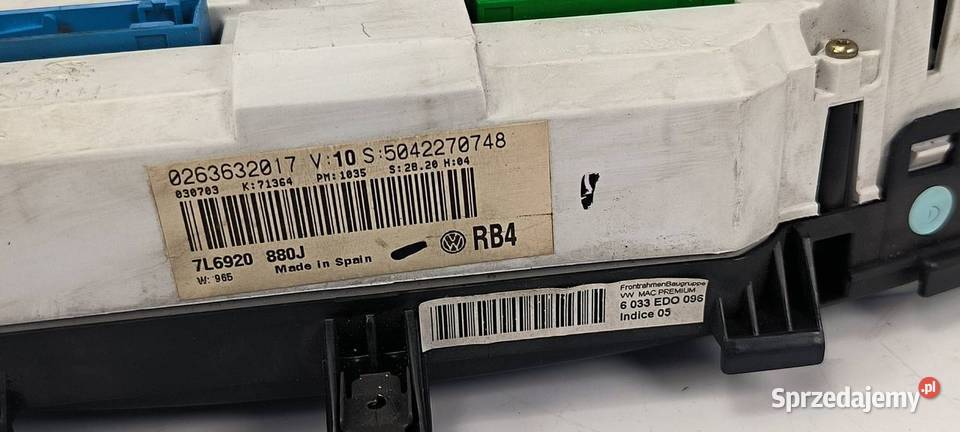 LICZNIK ZEGAR VOLKSWAGEN TOUAREG 7L6920880J Lipno