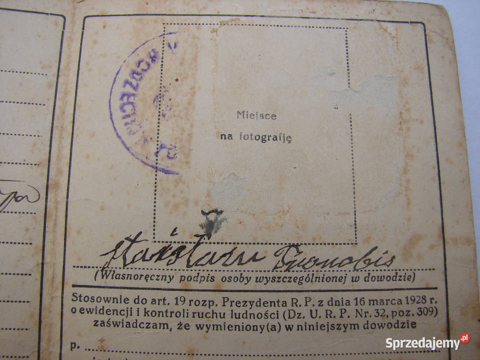 Goździelin gm Bodzechów dowód osobisty z 1934 Warszawa