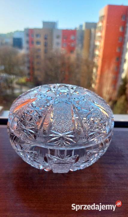 Piękna bombonierka kryształowa PRL Wrocław