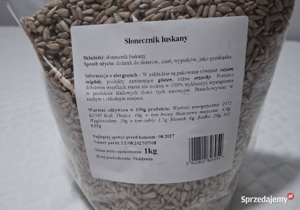 Słonecznik łuskany 1 Spożywczy Nasiona, ziarna, pestki Czeladź