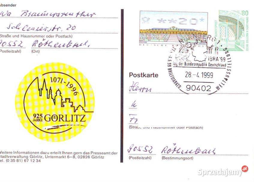 Kart Cp zkoresp NRD Polska 1999 Gliwice