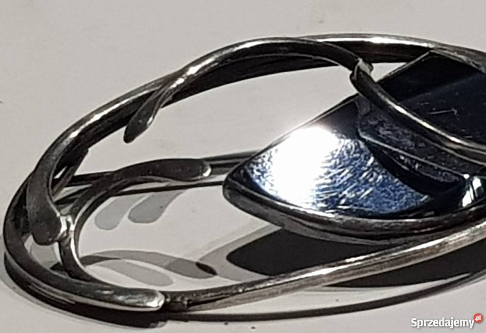 Broszka srebrna hematyt biżuteria kamień świętokrzyskie Kielce