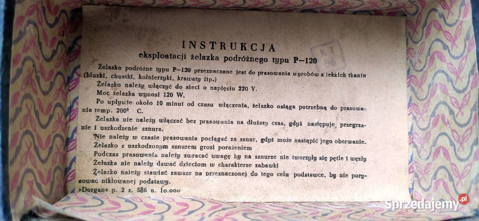 Żelazko podróżne typ P120 małe PRL vintage Tuchola