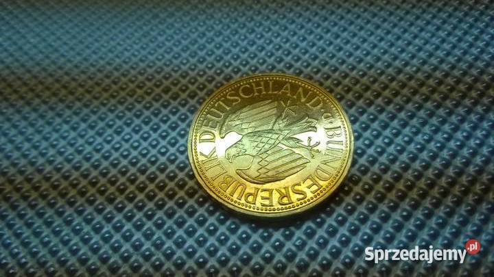 moneta Niemcy 1 marka 1991 złocona Warszawa