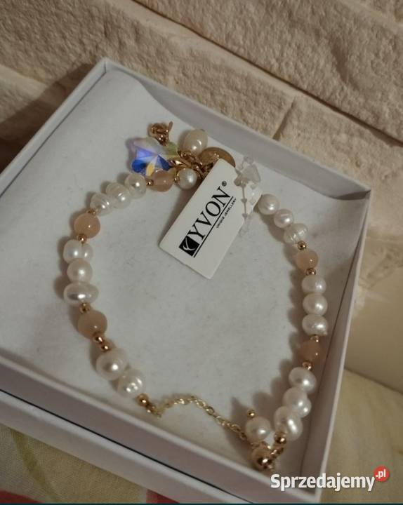 Nowa bransoletka Yvon perły naturalne kamienie Puławy
