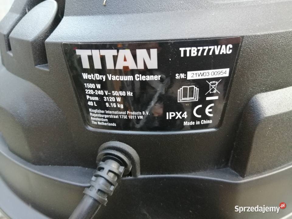 ODKURZACZ PRZEMYSŁOWY TITAN TTB777VAC 1500W 40L Wyrzeka