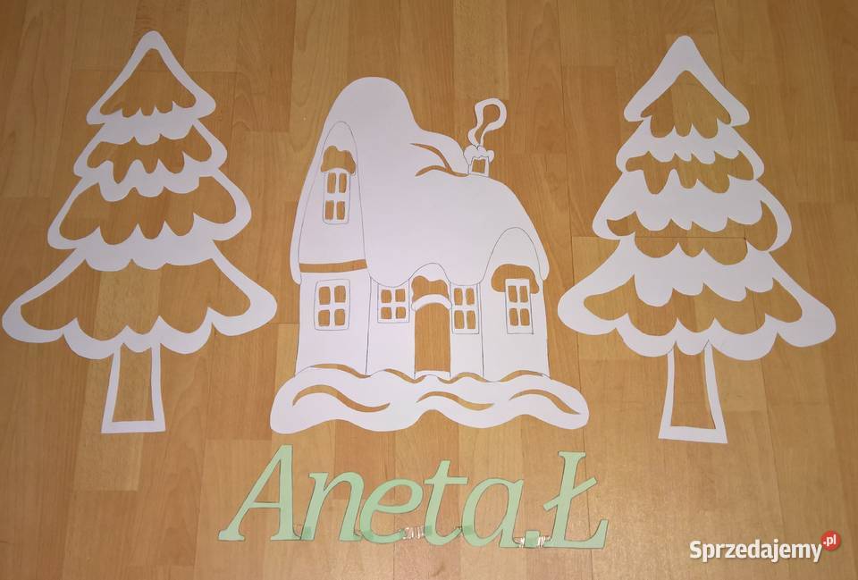 Dekoracje zimowo świąteczne białe z brystolu Garwolin