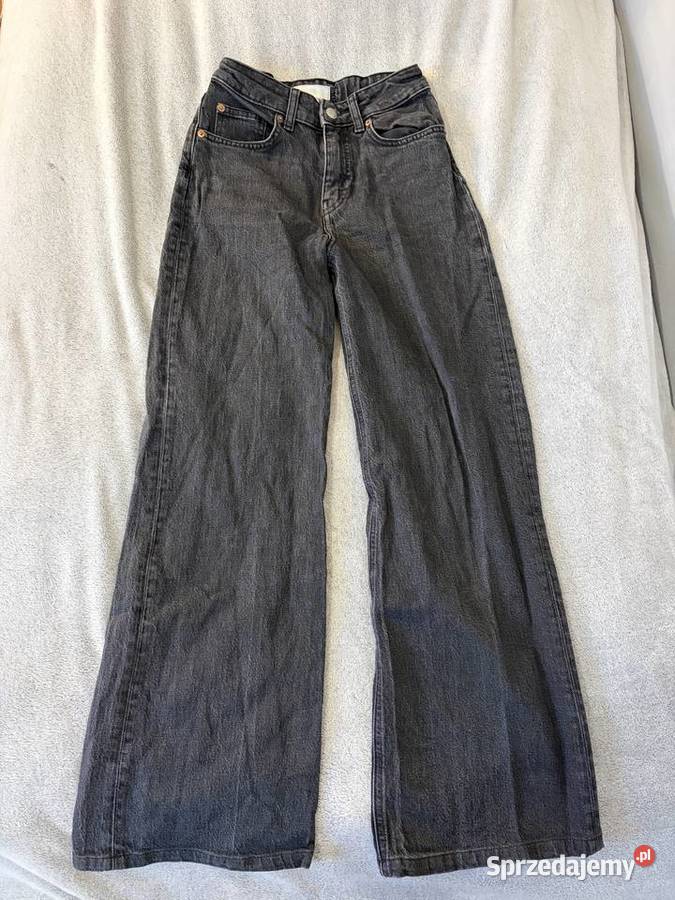 Spodnie dżinsy jeansy high waist wide leg czarne Jasło