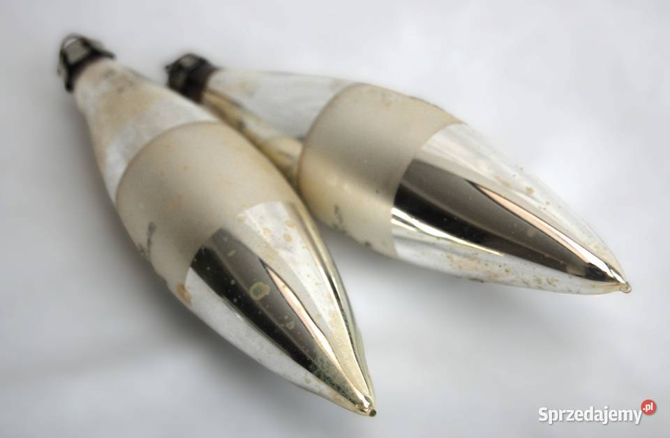 Stare bombki szklane srebrne sople 2 13 PRL Lublin