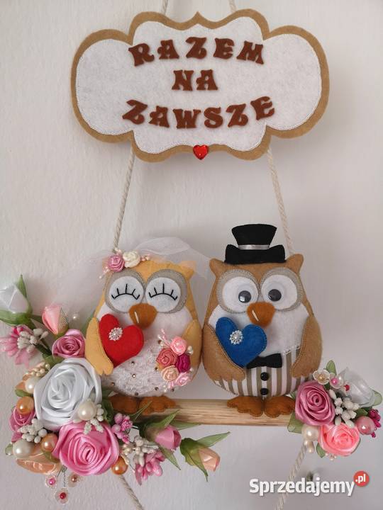 Sówki Para Młoda Handmade Dekoracja ślubna Otrębusy