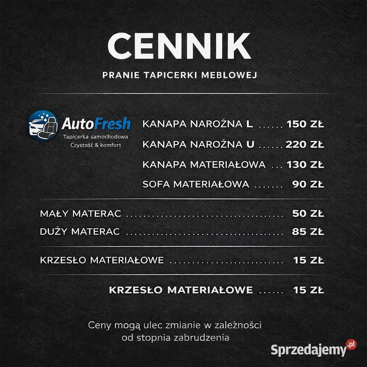 Pranie Tapicerki meblowej