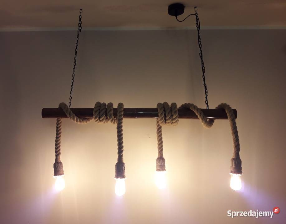 Lampa wisząca BAMBOO z liny jutowej 4xE27 odcienie brązowego Wałcz