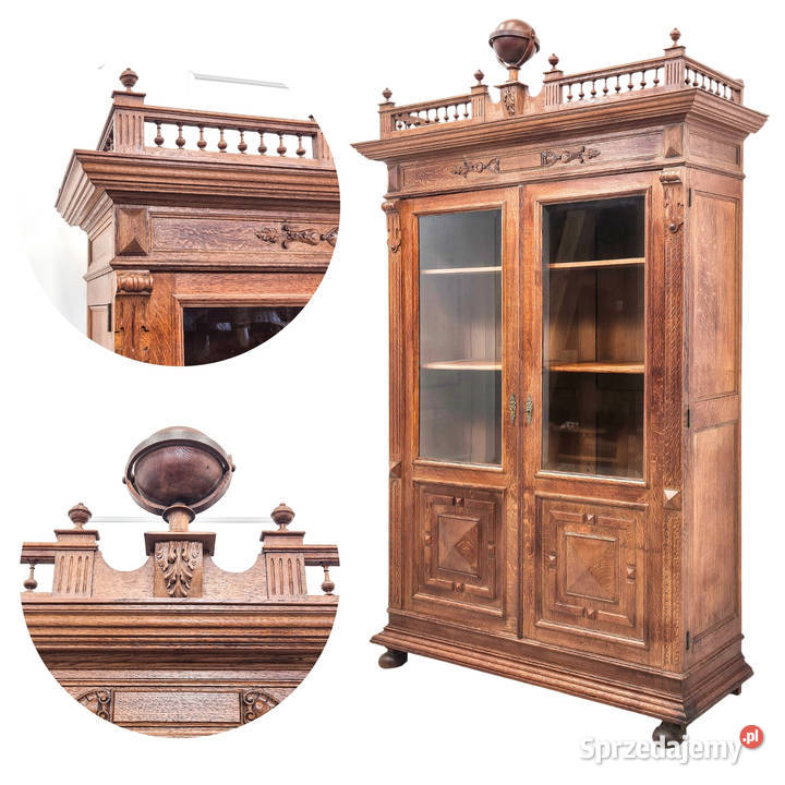 Dębowa WITRYNA eklektyczna DEKOR ażurowa Kalisz
