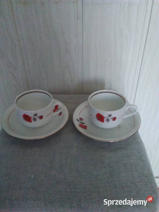 Filizanka z talerzykiem kawa herbata Porcelana i szkło Świdnica