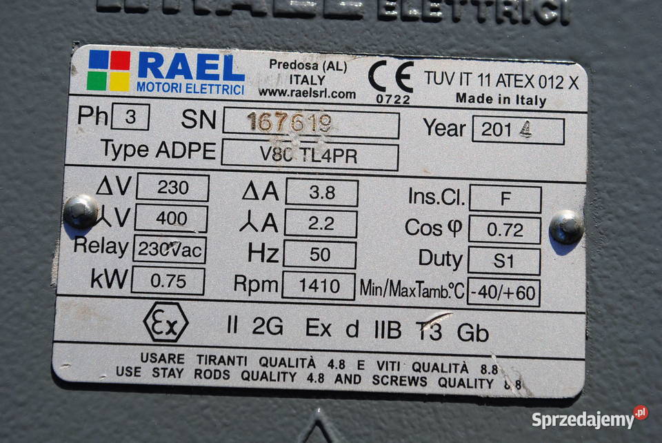 Silnik elektryczny 075kw 1410obrmin REAL Wersja Kargowa sprzedam