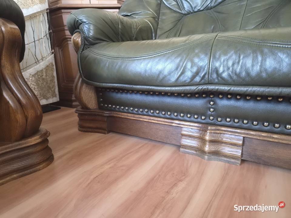 Komplet skórzany Dąb rustykalny z funkcją spania skóra naturalna Bydgoszcz