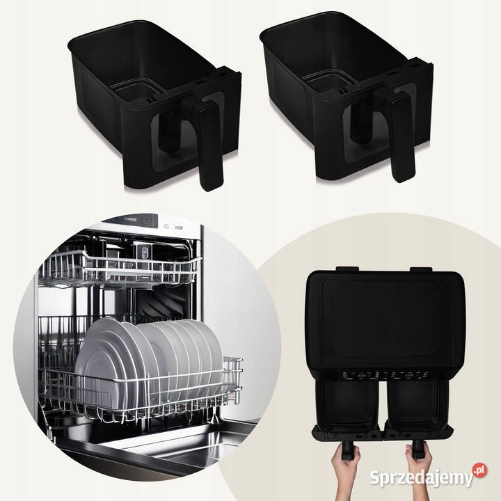 FRYTKOWNICA BEZOLEJOWA 2x 45L AIR FRYER 1700W AGD drobne Baranowo