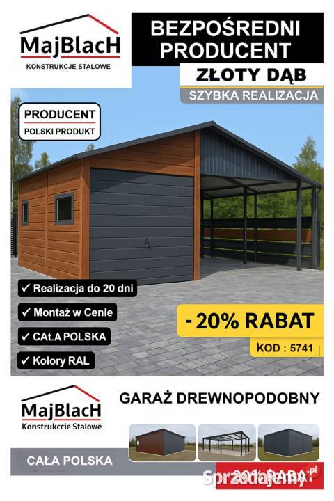 A31DWUKOLOROWY Garaż Blaszany Okna Brama Zwoleń