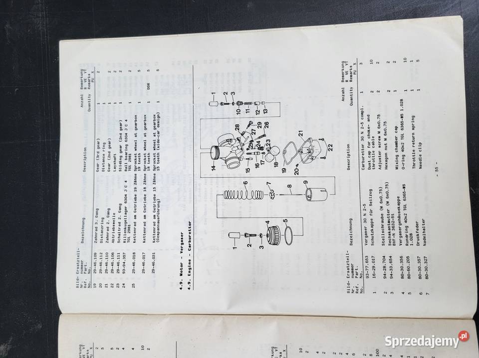 MZ ETZ 250 1986 DDR ORGINAŁ KATALOG CZĘŚĆI Rybnik sprzedam