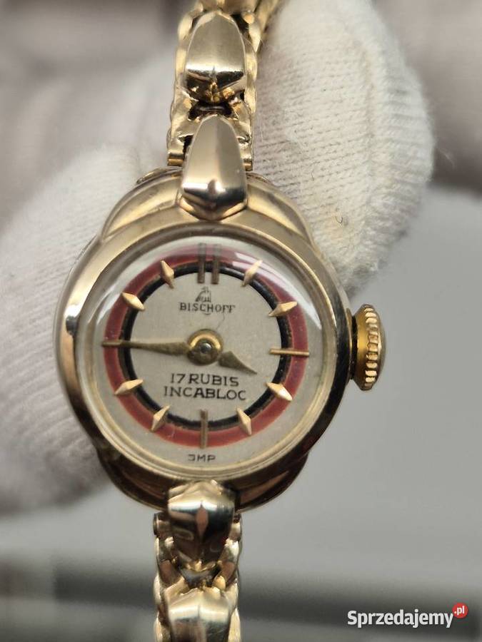 Piękny biżuteryjny zegarek vintageBischoff Au20 Chorzów