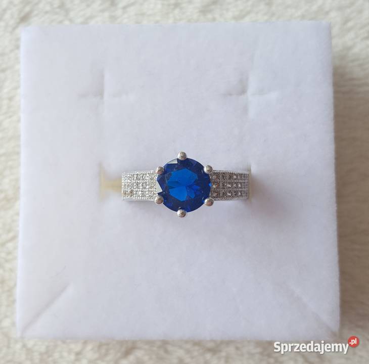 Nowy pierścionek srebrny kolor niebieska Szczecin sprzedam