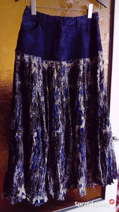 spódnica z karczkiem jeansowym niebieski Spódnice i sukienki