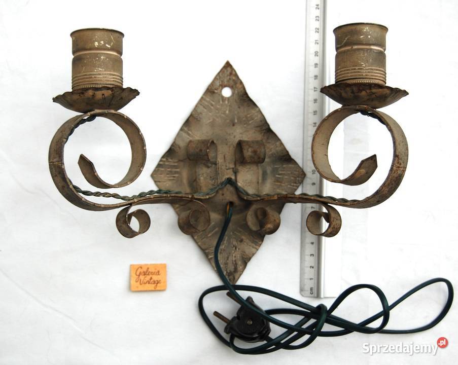 Stary kinkiet dwuramienny metalowy kuty Lublin