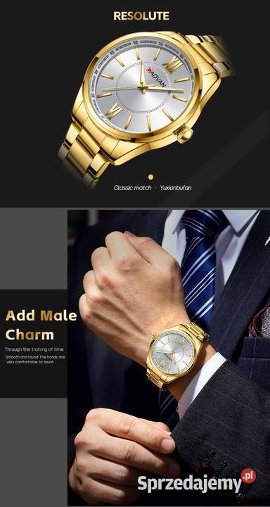 Klasyczny zegarek męski złoty z bransoletą Gorzów Wielkopolski