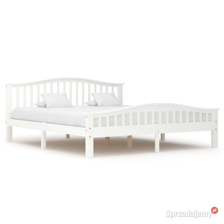 vidaXL Rama łóżka, biała, lite drewno sosnowe 283327