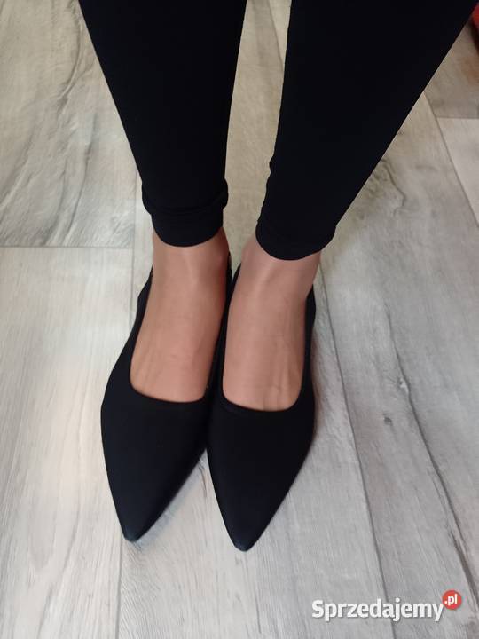 4041 Czarne baleriny wieczorowe z odkrytą piętą Kraków sprzedam