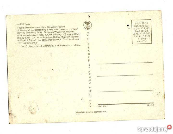 WROCŁAW POSĄG SZERMIERZA POCZTÓWKA WIELOWIDOKOWA świętokrzyskie sprzedam