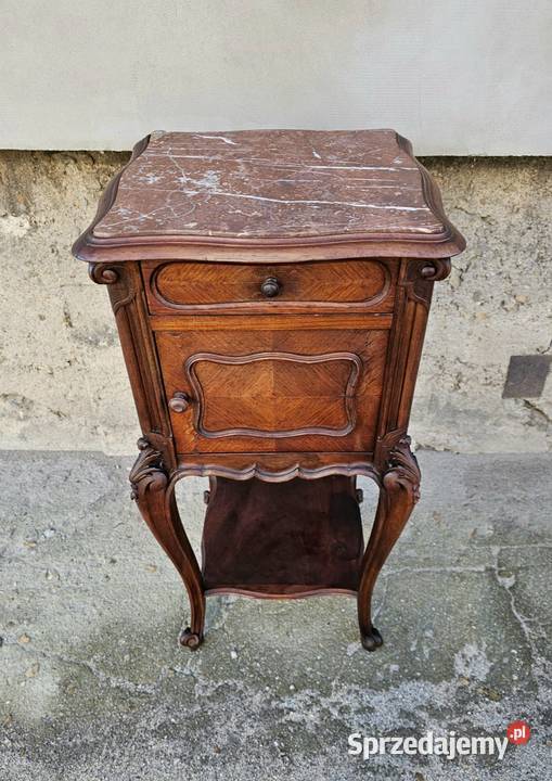 Francuski stolik nocny z marmurem nakastlik Wałbrzych