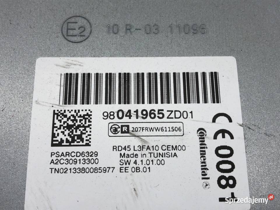 RADIO CITROEN CELYSEE 98041965ZD01 ODTWARZACZ Części samochodowe