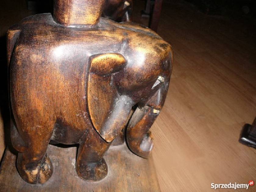 Ława rzeźbiona drewno słonie Afryka heban Wrocław