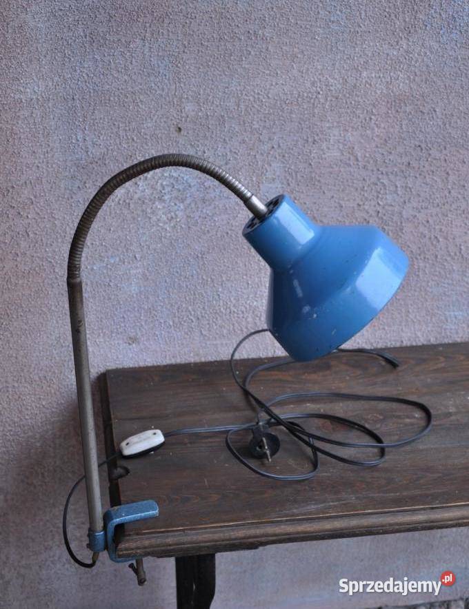 Stara lampka warsztatowa biurkowa PRL Pomiechówek
