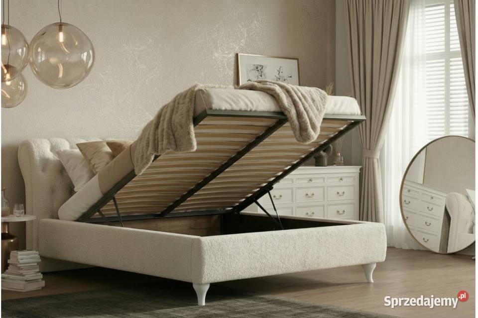 Eleganckie białe Łóżko BRUNO 1 180x200 Pikowane Łóżka Lublin sprzedam