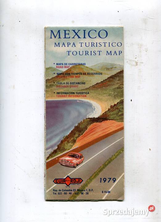 Mexico Mapa Turistico Tourist Map Mapa Meksyku sprzedam
