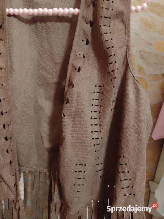 4042 LXL Brązowa kowbojska kamizelka z frędzlami Kraków