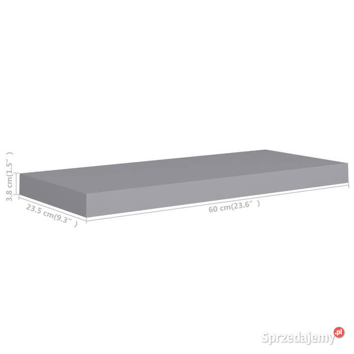 Półki ścienne 4 szare 60x235x38 MDF WM323855