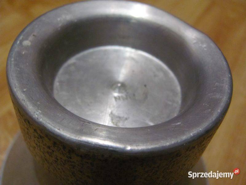 Stary sygnowany świecznik cynowy norsk tinn Zamość