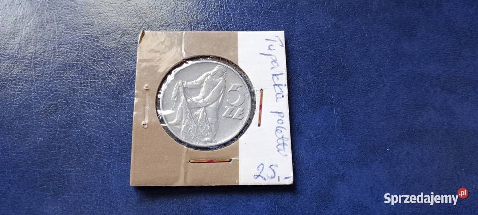 Stare monety 5 złotych 1973 Rybak PRL Polska Lesko
