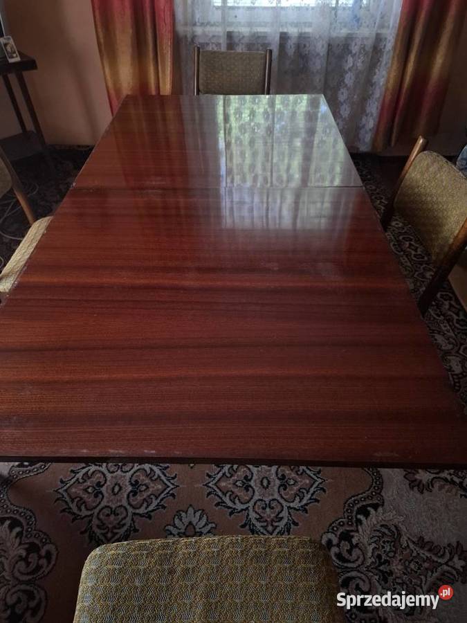 PRL Stół drewniany rozkładany krzesła drewniane Ostrowiec Świętokrzyski sprzedam