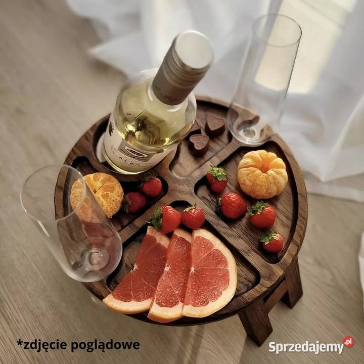 SKŁADANY STOLIK DĘBOWY DO WINA PRZEKĄSEK GRAWER małopolskie Skawina