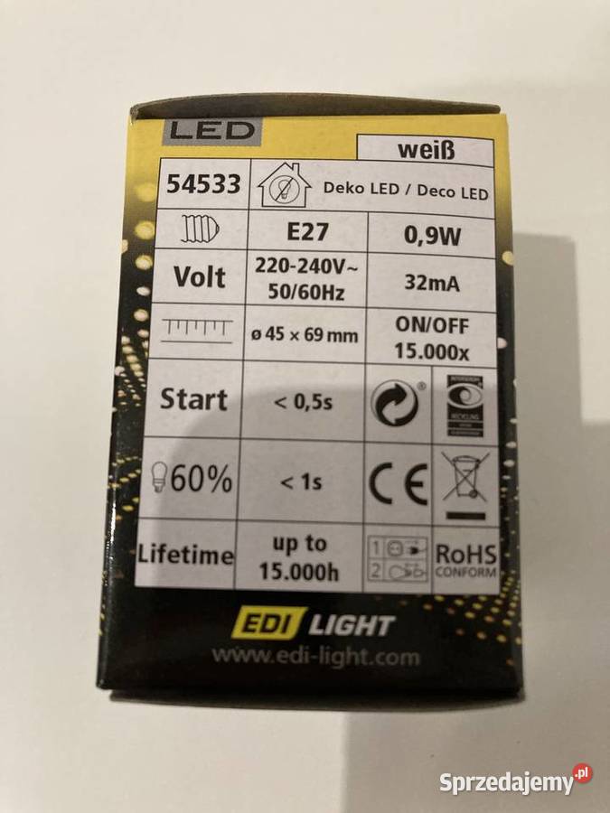 Żarówka do girland E27 09W zimna barwa 6000K Rokietnica