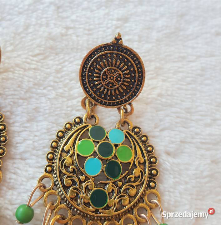 Nowe kolczyki indyjskie jhumki złoty kolor