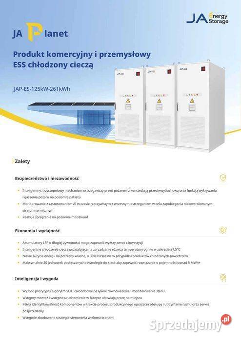 Magazyn Energii JA Solar 261kWh ESS Chłodzony