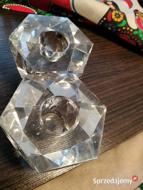 Dwa kryształowe świeczniki zestaw