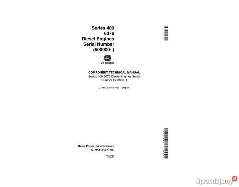 John Deere silniki seria K 6076 instrukcja sprzedam