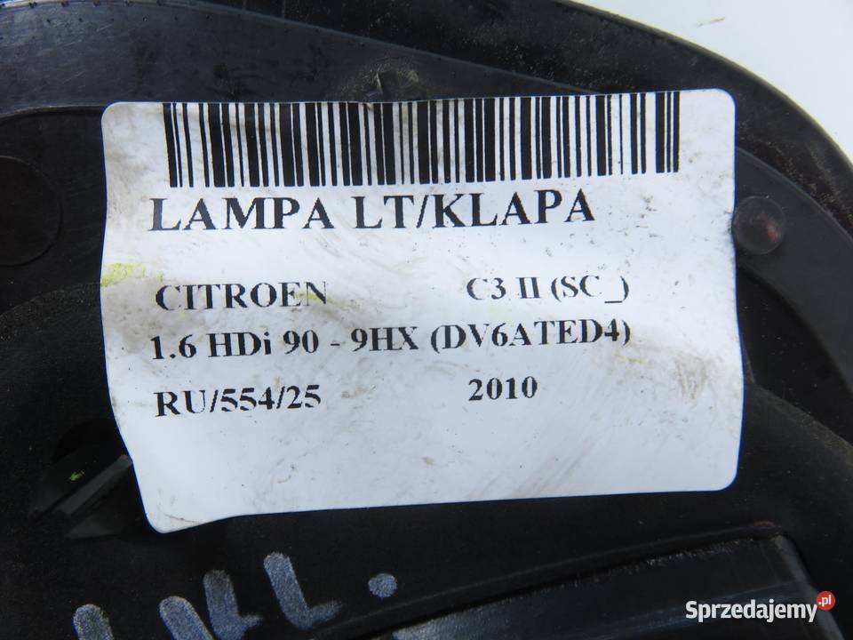 LAMPA LEWA TYLNA KLAPA CITROEN C3 II 9685225580